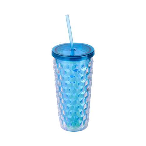 5 Colors Bright Diamond Cup Plastic Straw Tumbler