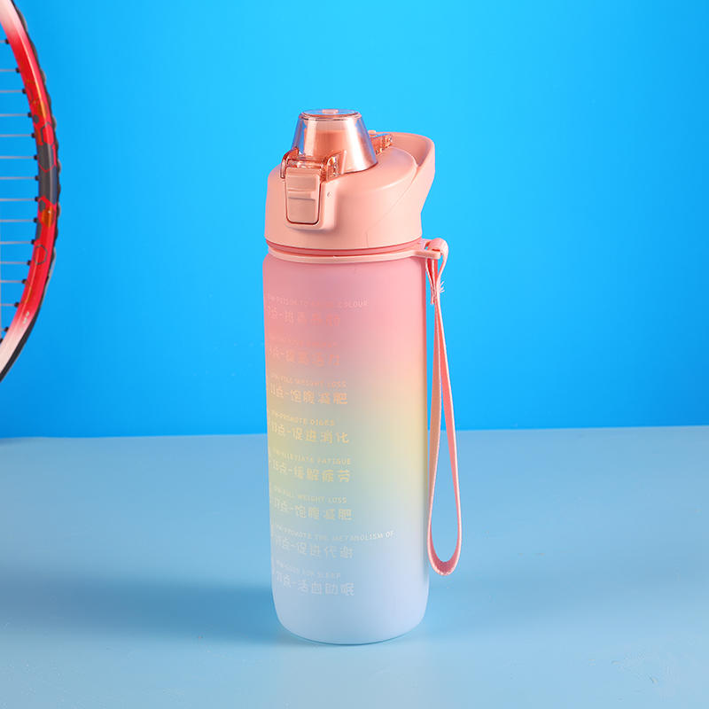 Multi-specification Large Straight Drinking Mouth and Time Mark Motivational Sports Water Bottle