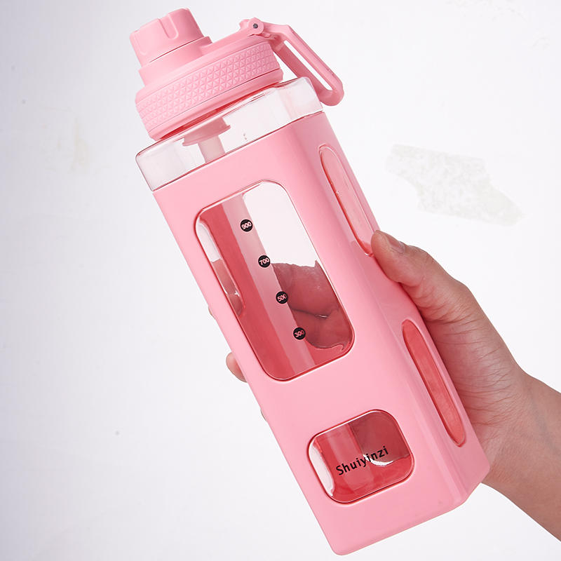 3 Color Square Non-toxic and Odorless Flip Lid Water Bottle Built-in Straw