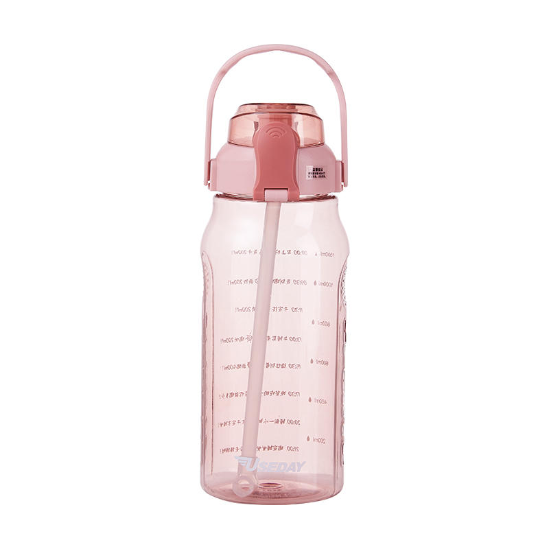 4 Color Transparent Cup Assorted Sizes Motivational Sports Water Bottle with Handles
